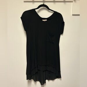 Anthropologie / Bordeaux Black Layered Short Sleeve Top